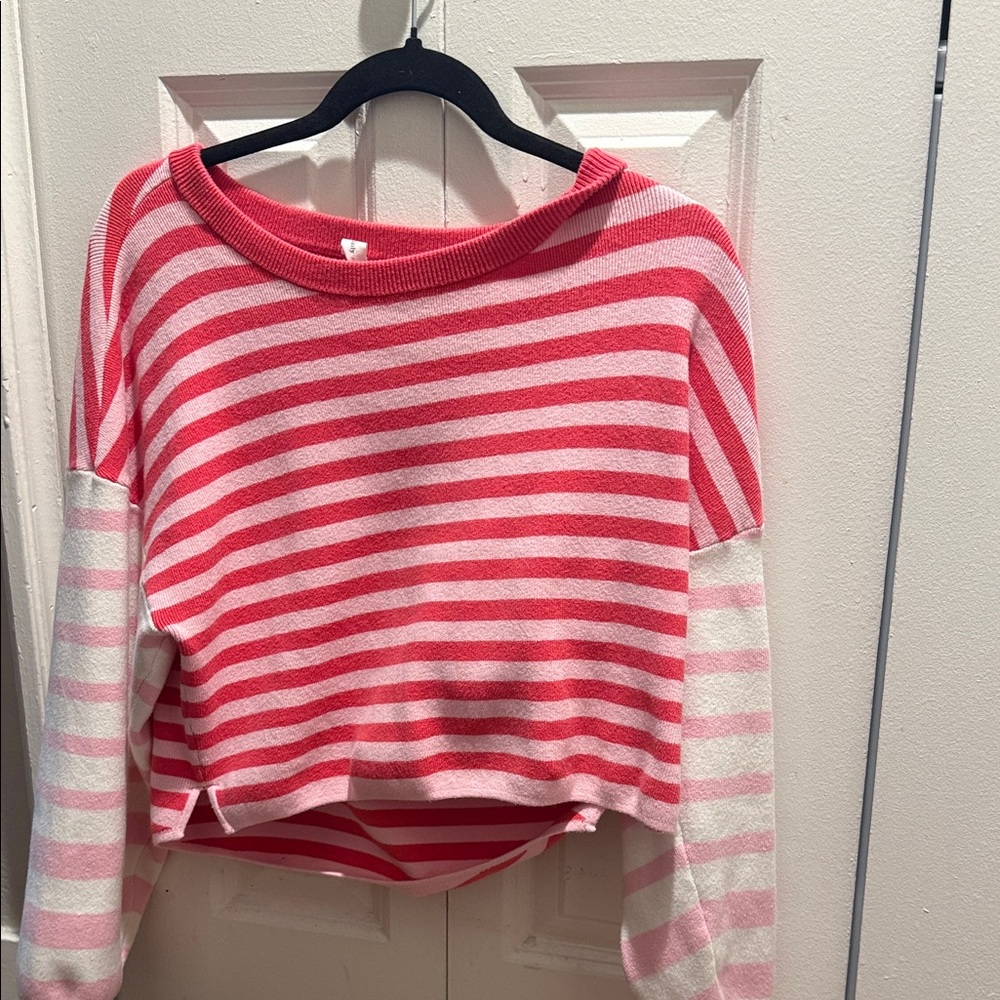 Anthropologie pink & white sweater